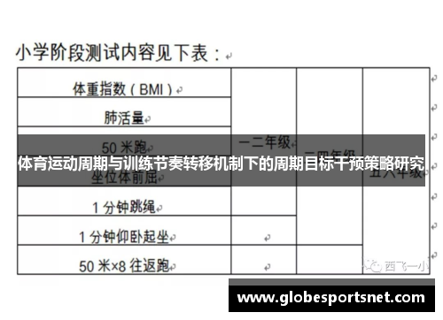 体育运动周期与训练节奏转移机制下的周期目标干预策略研究